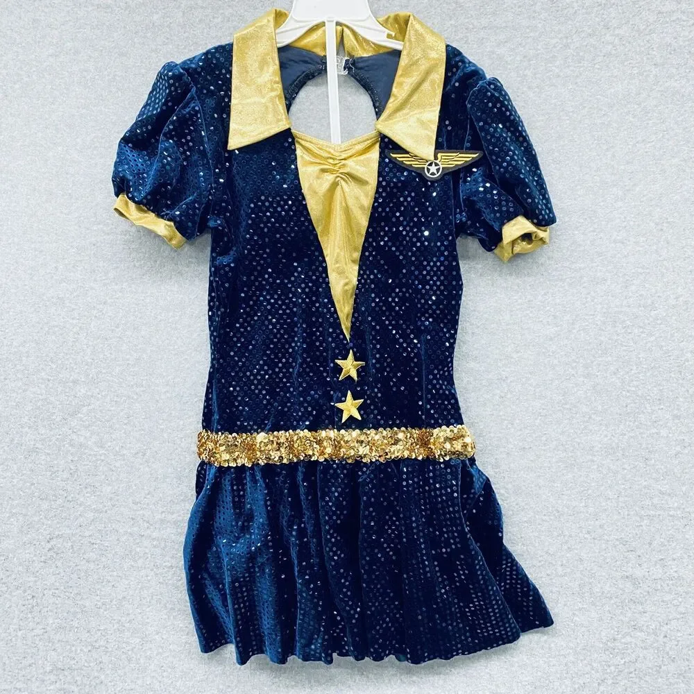 Stewardess Dance Halloween Costume Girls Size 10/12 Jazz Dress Up